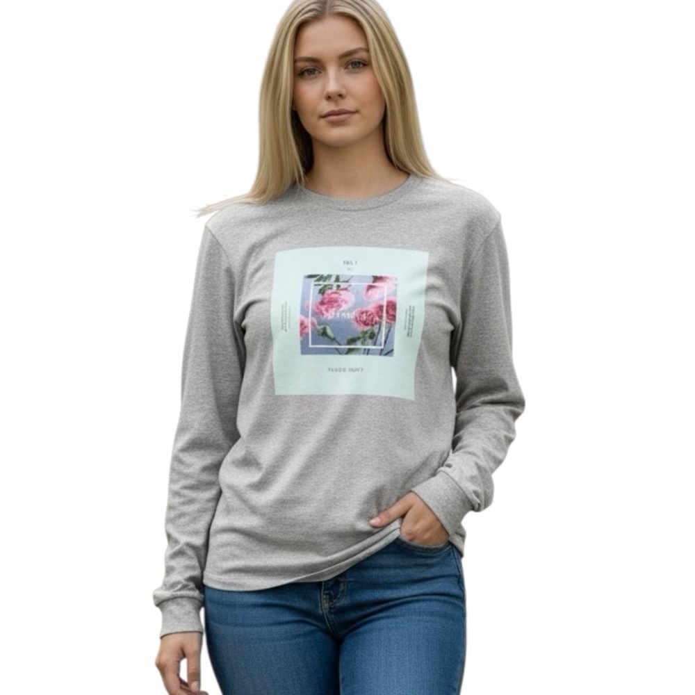 TAYLOR SWIFT LOVER ERA AWESOME GRAY LONG SLEEVE ROSES TEE SHIRT S